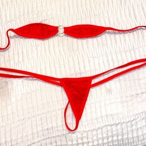 It’s a cute red micro bikini